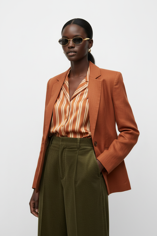 Black female model retro vibe gold sunglasses