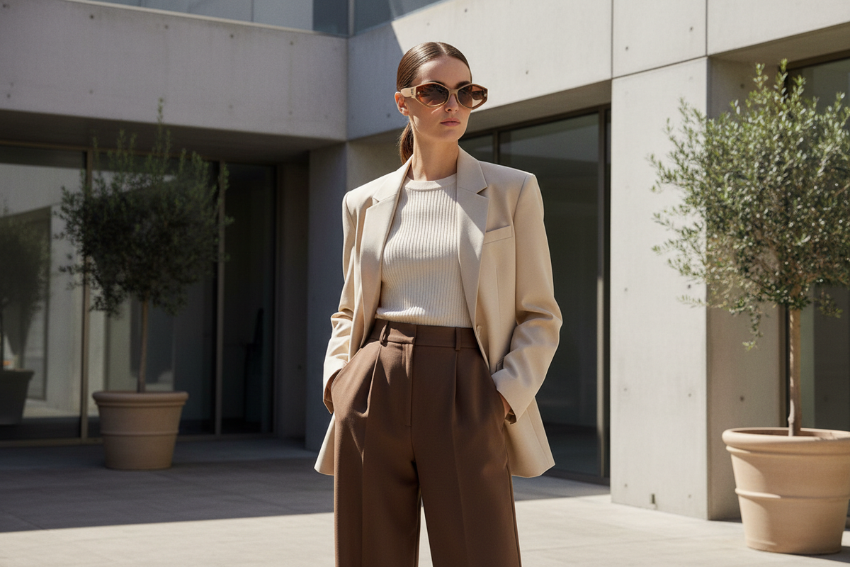 Female model wearing sunglasses